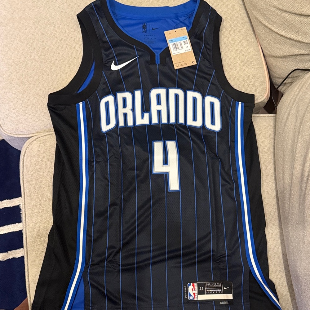 Nike Black and Royal Blue  pinstripes Orlando #4 Swingman Icon edition